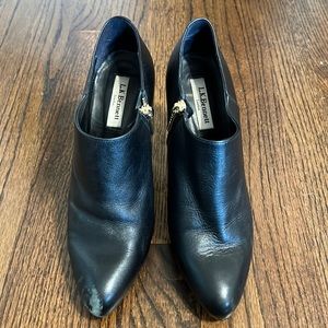 L.K. Bennett High Heel Black Bootie with Gold Zipper 39 8.5
